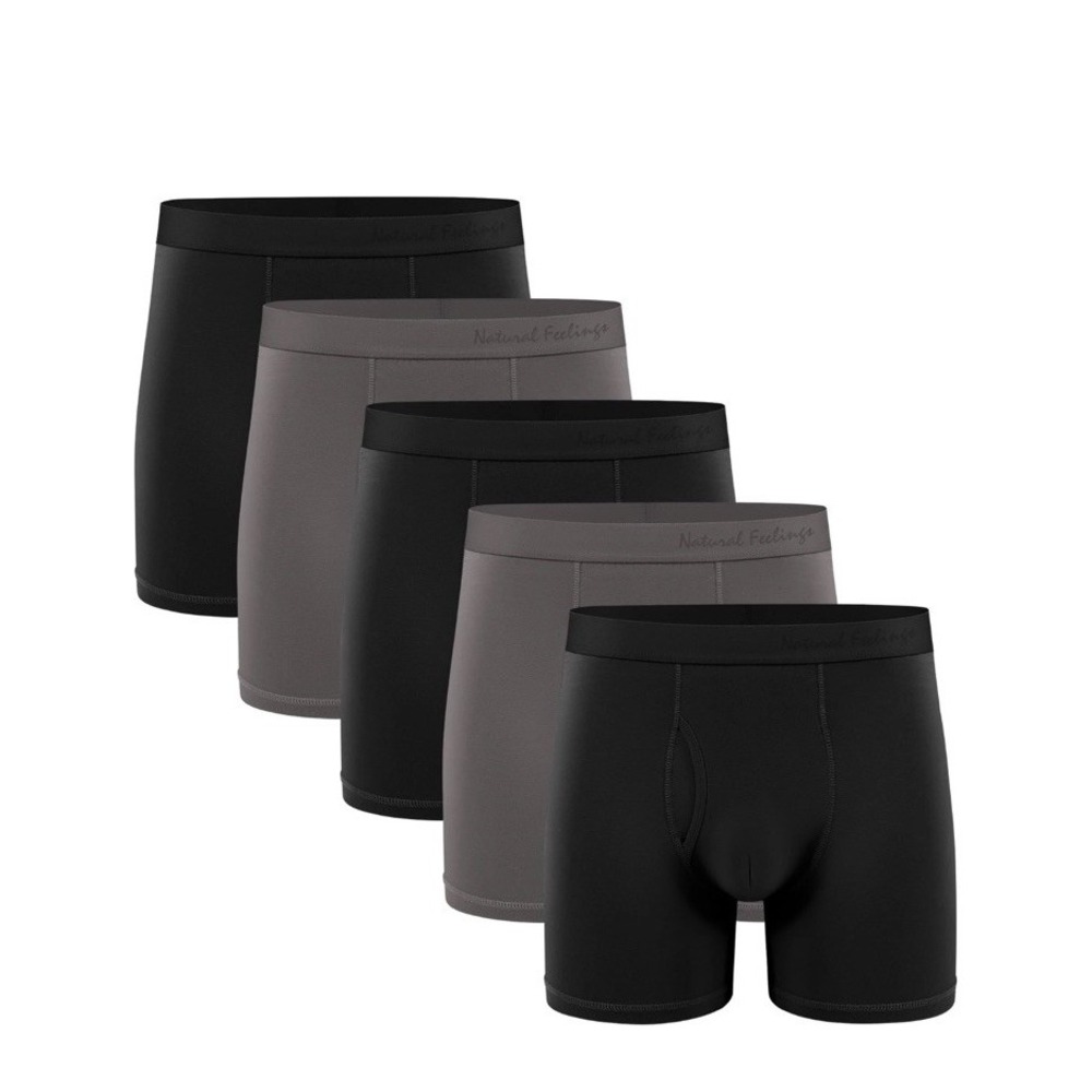 Natural Feelings Boxer Briefs Mens Underwear Large Black Grey Pack 5 Cotton